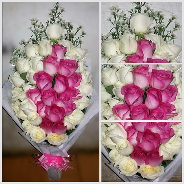 White & Pink Rose Bouquet