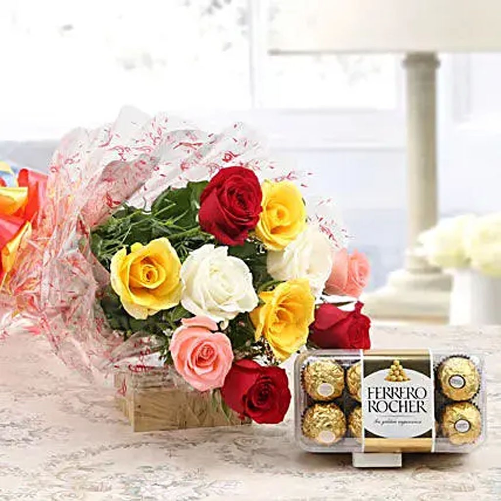Mixed Roses with Ferrero Rocher Combo