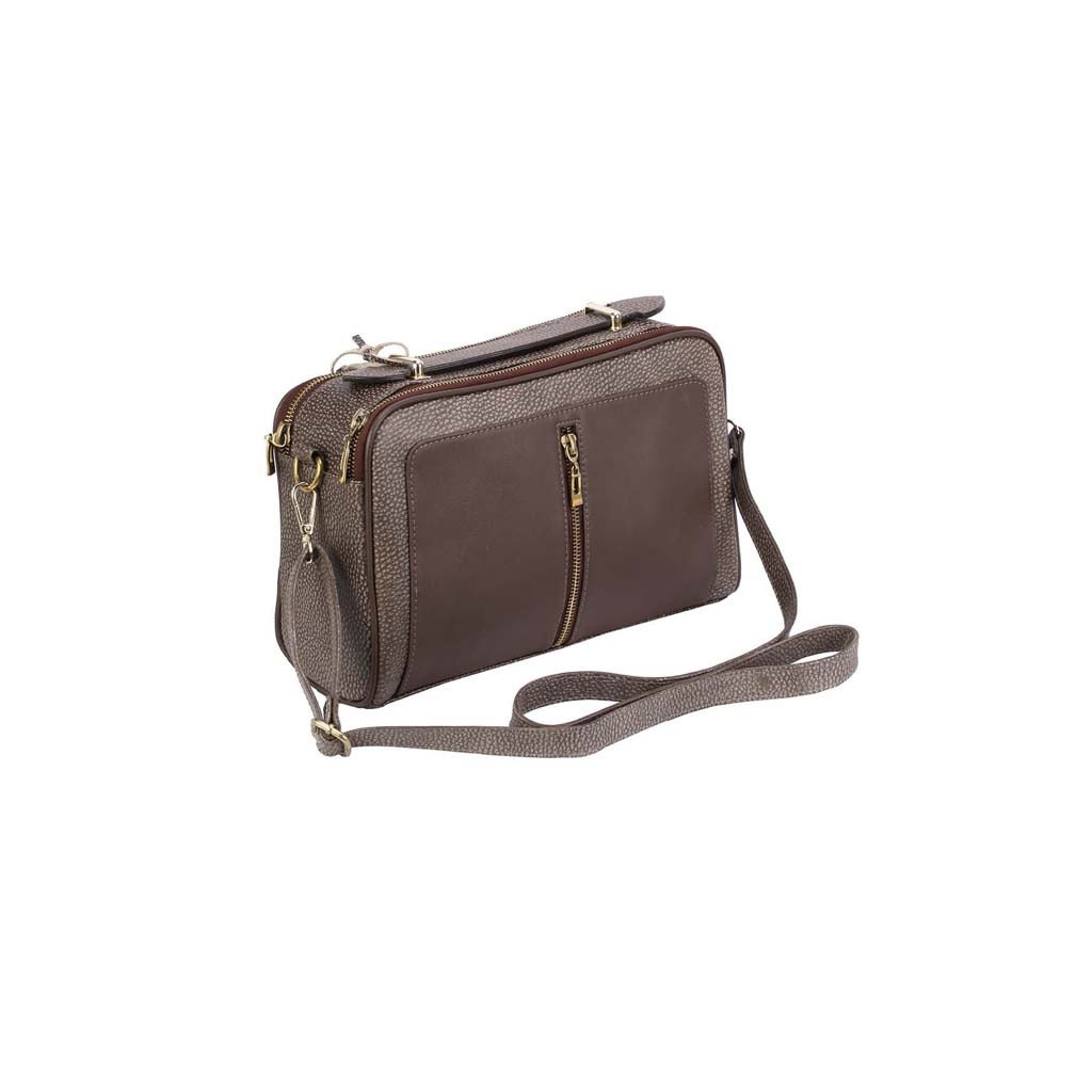 Deep Brown Embossed Leather Bag