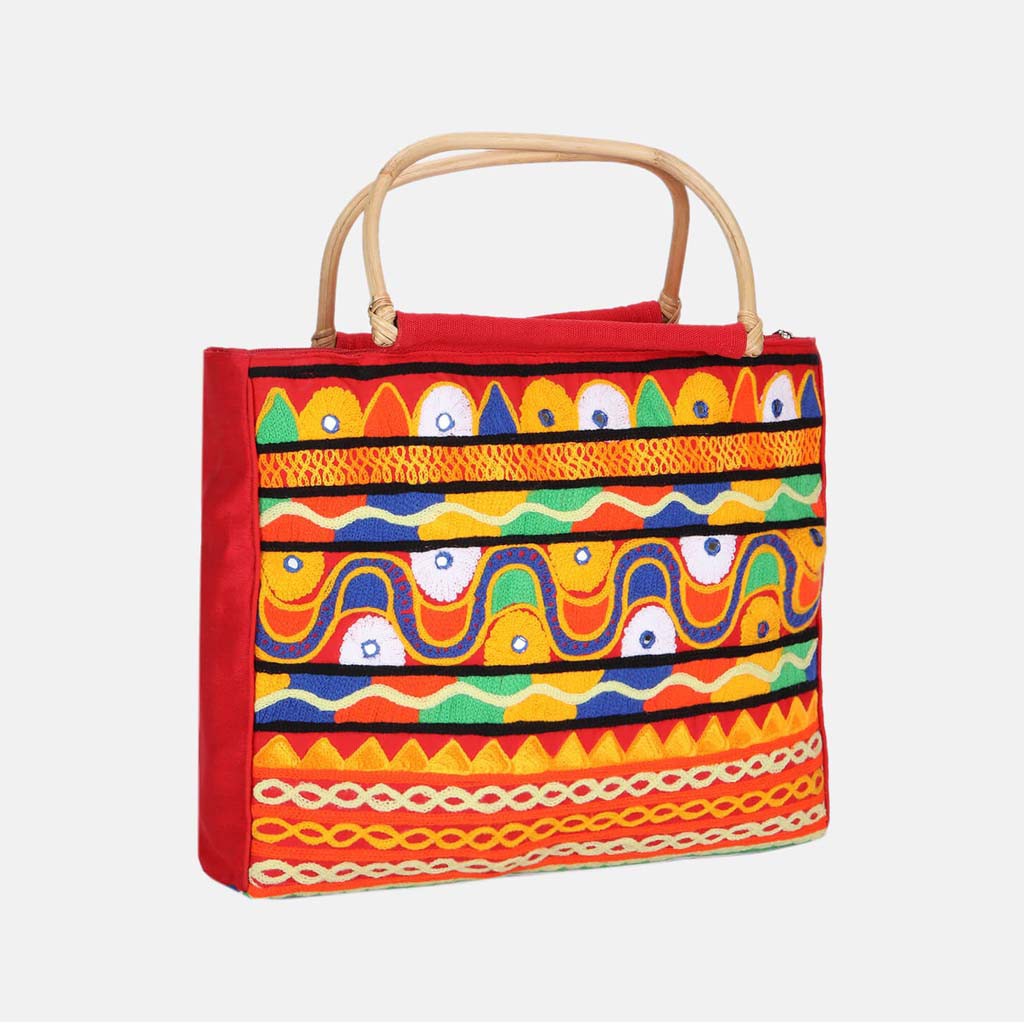 Red Arri Embroidered Jute Bag