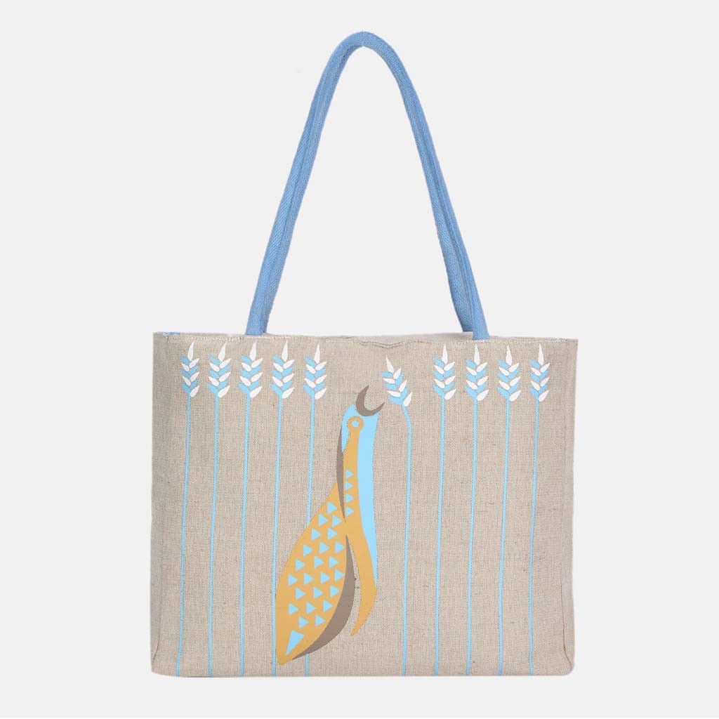 Ivory Printed Jute Bag