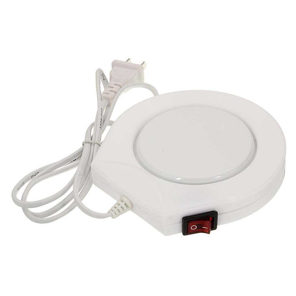 220v White Electric Powered Cup Warmer Heater Pad Coffee Tea Milk Mug US Plug