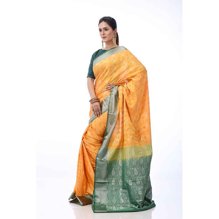 Basanti Katan Silk Saree