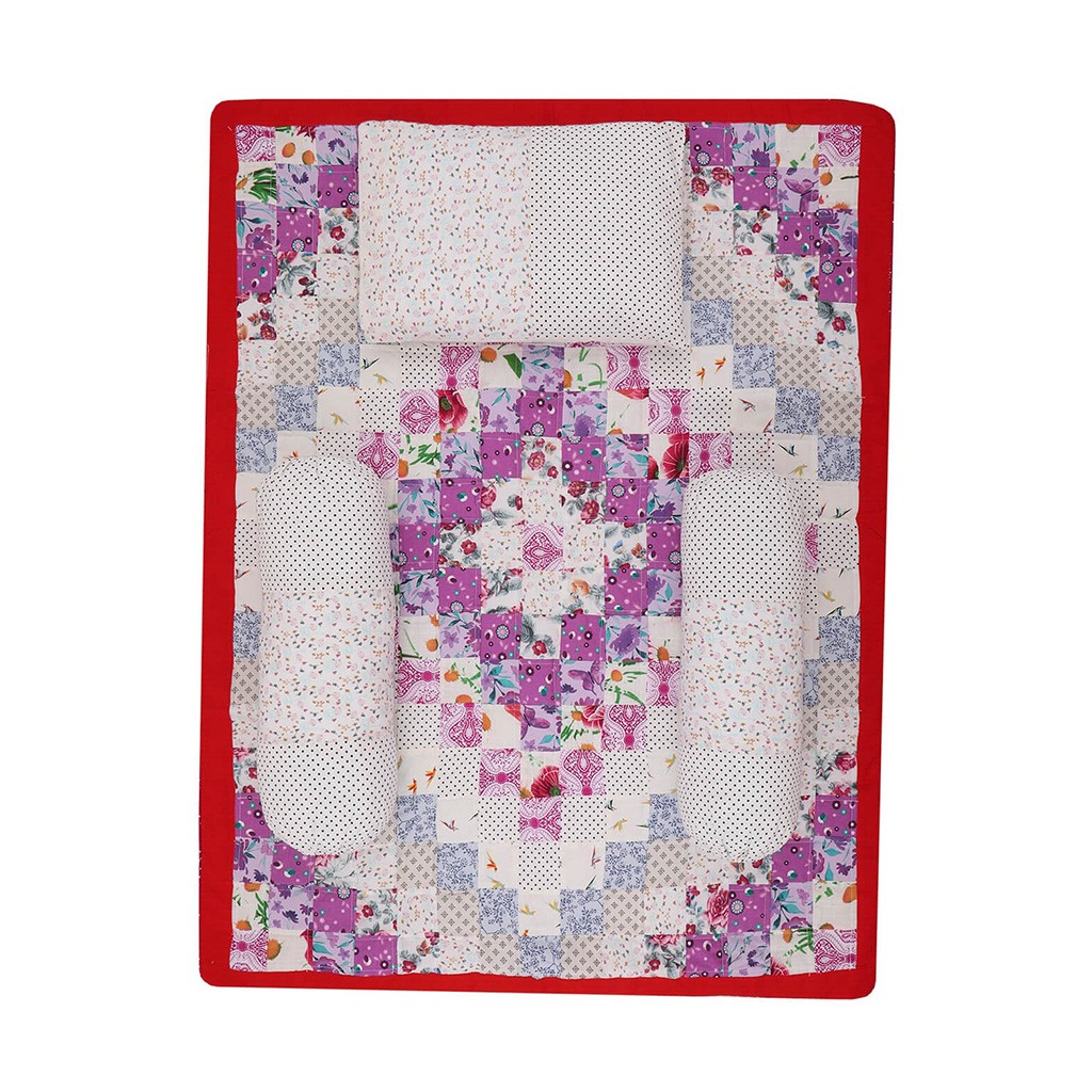 White Appliqued and Printed Cotton Carrier Set