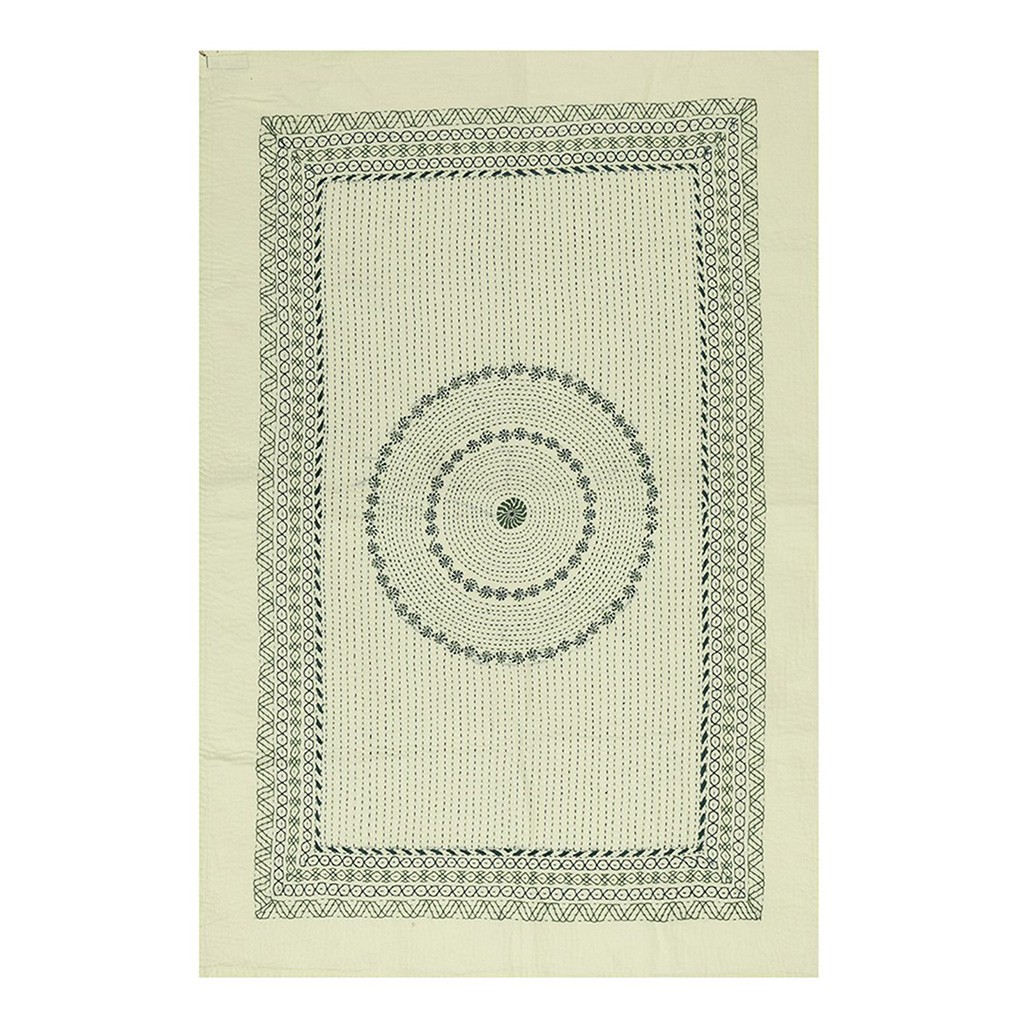 Pastel Yellow Embroidered Cotton Baby Kantha