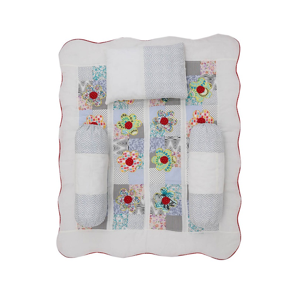 White Printed and Appliquéd Voile Baby Carrier Set