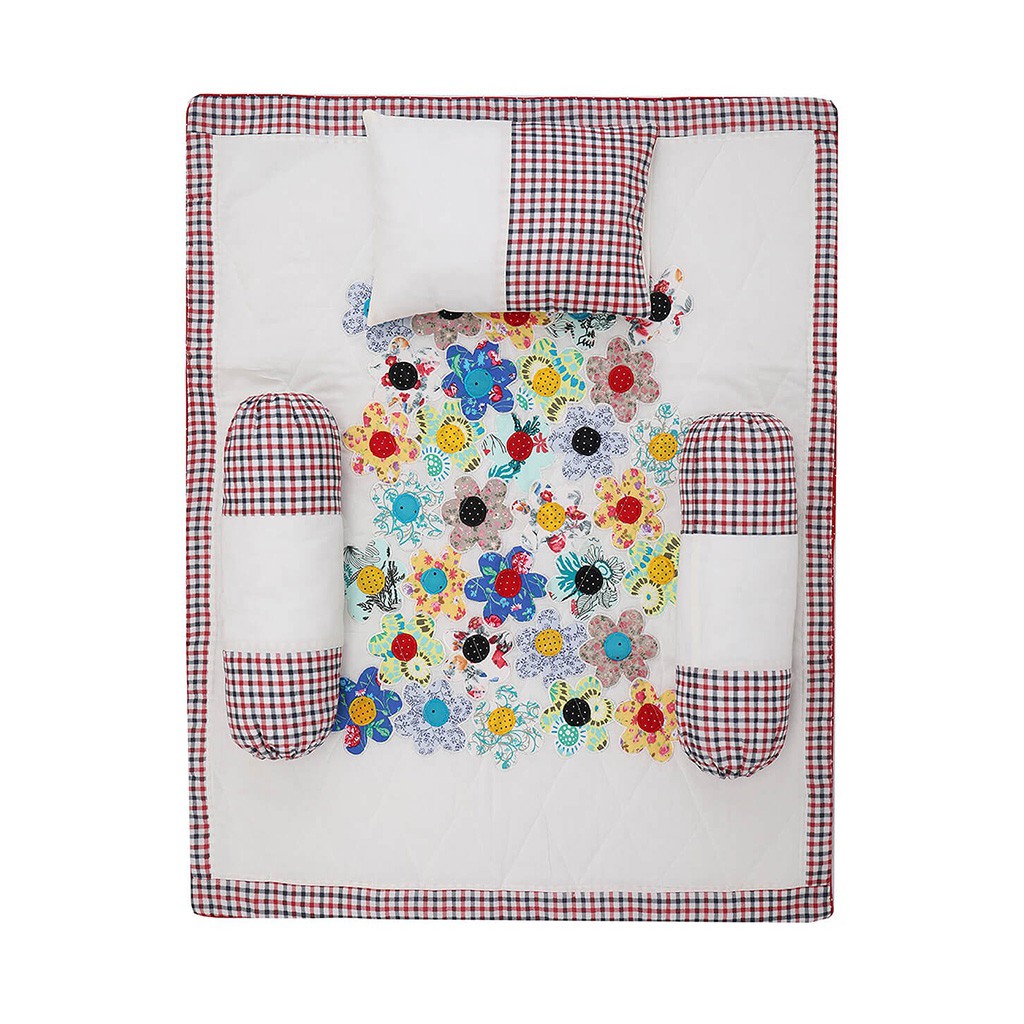 White Printed and Appliquéd Voile Baby Carrier Set