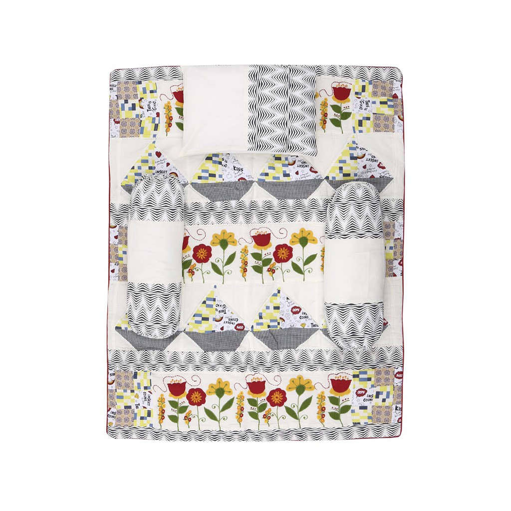 Ivory Printed and Appliquéd Voile Baby Carrier Set
