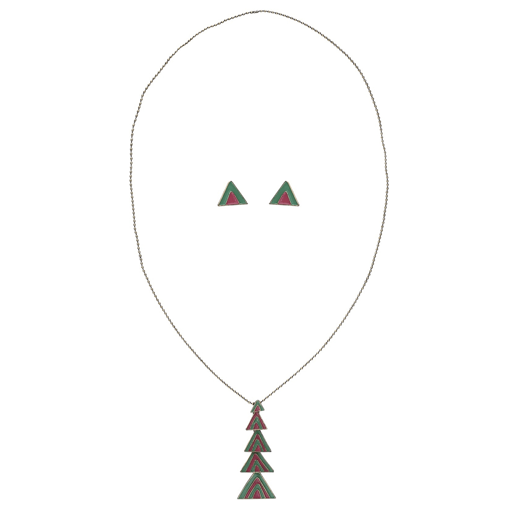 Mina Detailed Brass Necklace Set