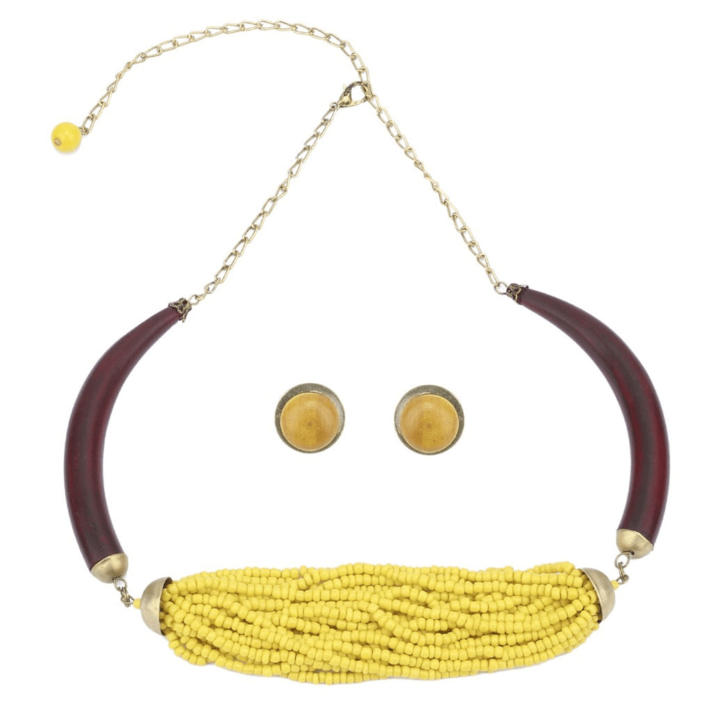 Beads and Wooden Necklace Set