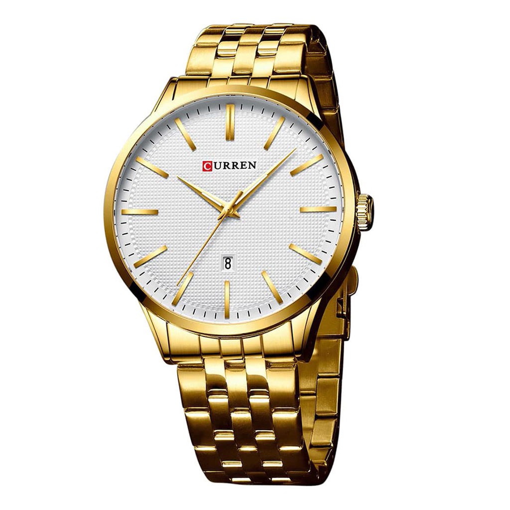 Silver Stainless Steel Analog Watch For Men - White & Golden