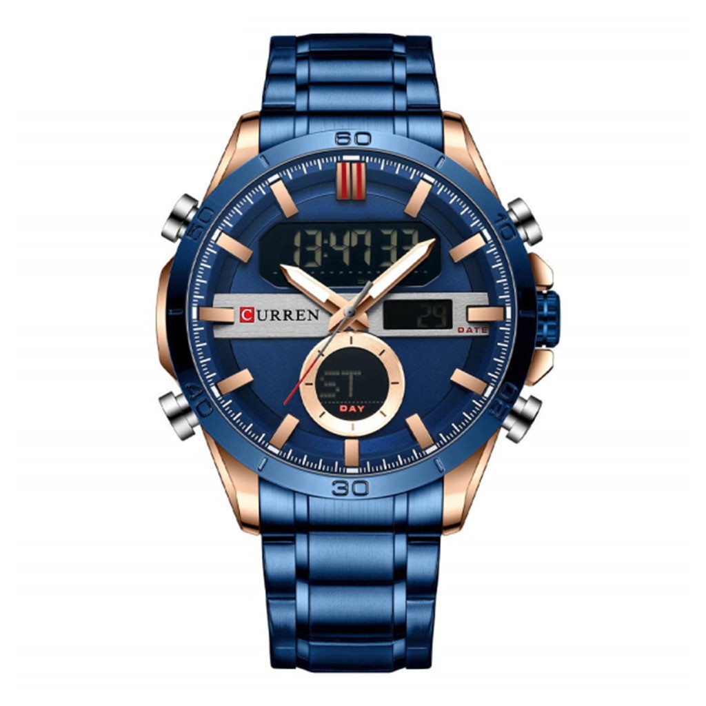 Military Mens Analog Digital Watch Stainless Steel LED Waterproof Curren Watches 2021