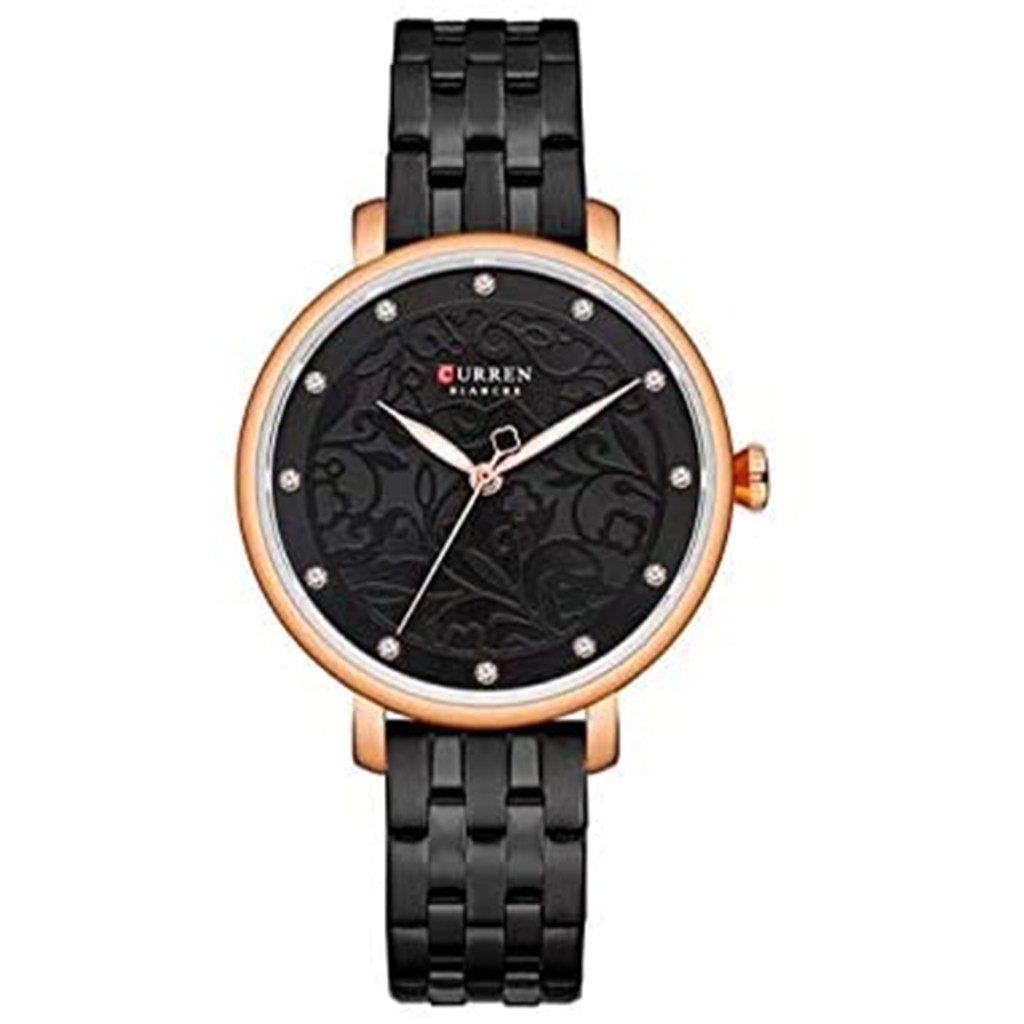 Black Stainless Steel Analog Watch For Women - RoseGold &amp; Black