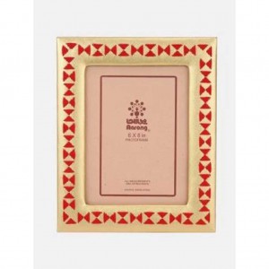 Golden Thread Embroidered Faux Leather Photo Frame