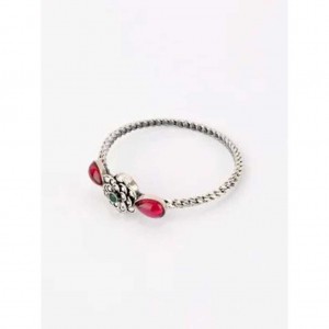 Simulated Stone Oxidized Silver Bangle