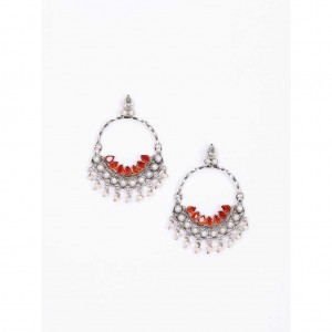 Pearl Studded Oxidized Silver Earrings