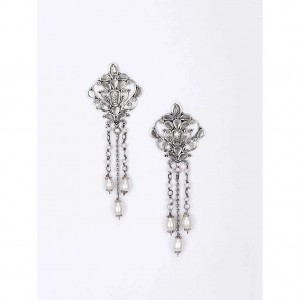 Pearl Studded Oxidized Silver Earrings