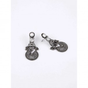Pearl Studded Oxidized Silver Earrings