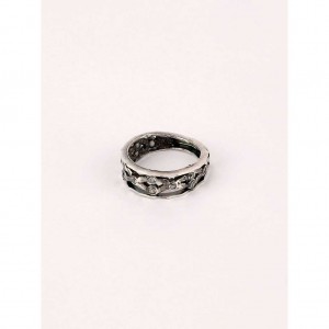 Simulated Stone Studded Oxidized Silver Ring