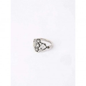 Simulated Stone Studded Oxidized Silver Ring