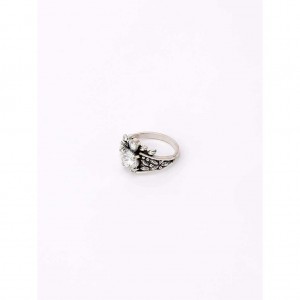 Simulated Stone Studded Oxidized Silver Ring