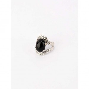 Simulated Stone Oxidized Silver Ring