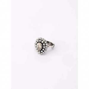 Pearl Studded Oxidized Silver Ring