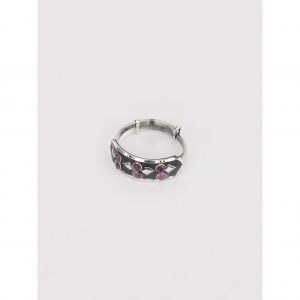 Stone Studded Oxidized Silver Ring
