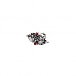 Simulated Stone Studded Oxidized Silver Ring
