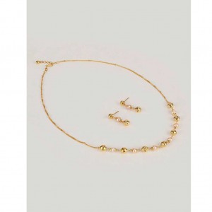 Pearl Studded Gold Necklace Set