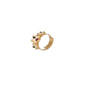 Simulated Stone Studded Gold Ring