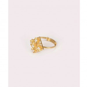 Simulated Stone Studded Gold Ring