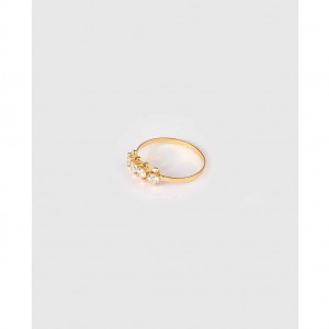 Simulated Stone Studded Gold Ring