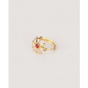 Simulated Stone Studded Gold Ring