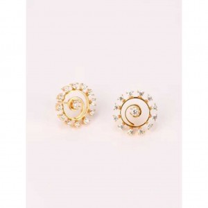 Simulated Stone Studded Gold Earrings