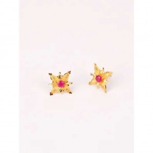 Simulated Stone Studded Gold Earrings