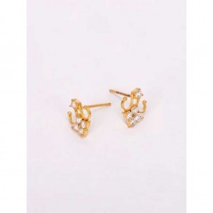 Simulated Stone Studded Gold Earrings