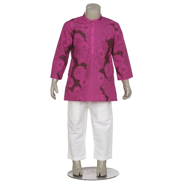 Pink Printed Cotton Panjabi Pajama Set