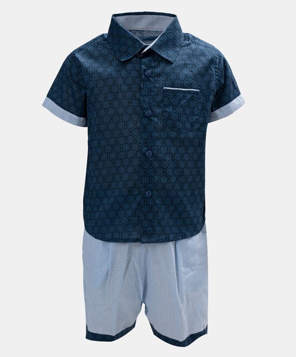 Blue Cotton Shirt Pant Set