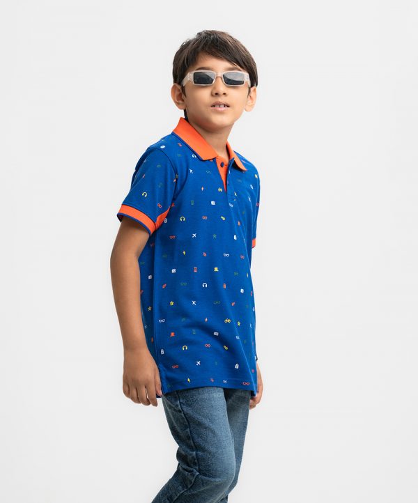 Blue Pique Short Sleeve Polo