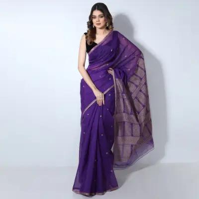 Purple Cotton Saree