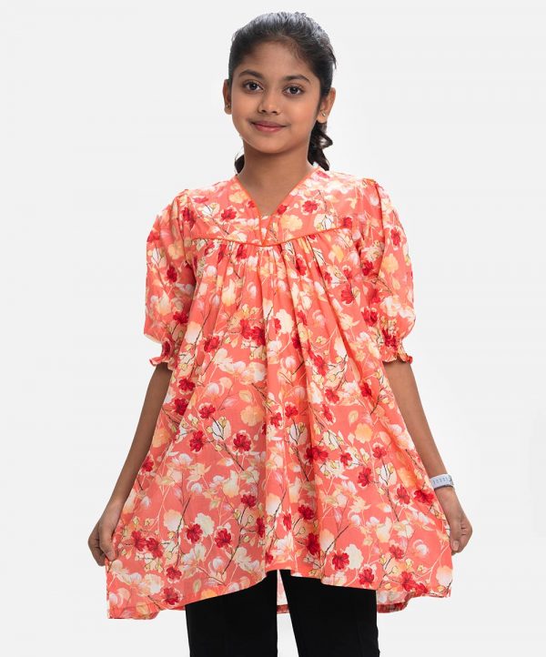 Pink Cotton Patterned Tunic