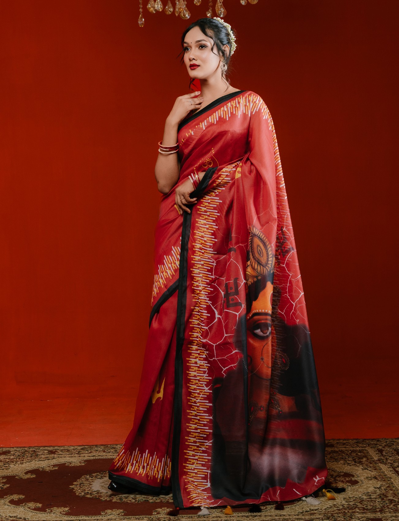 Premium Digital Printed Half Silk Saree