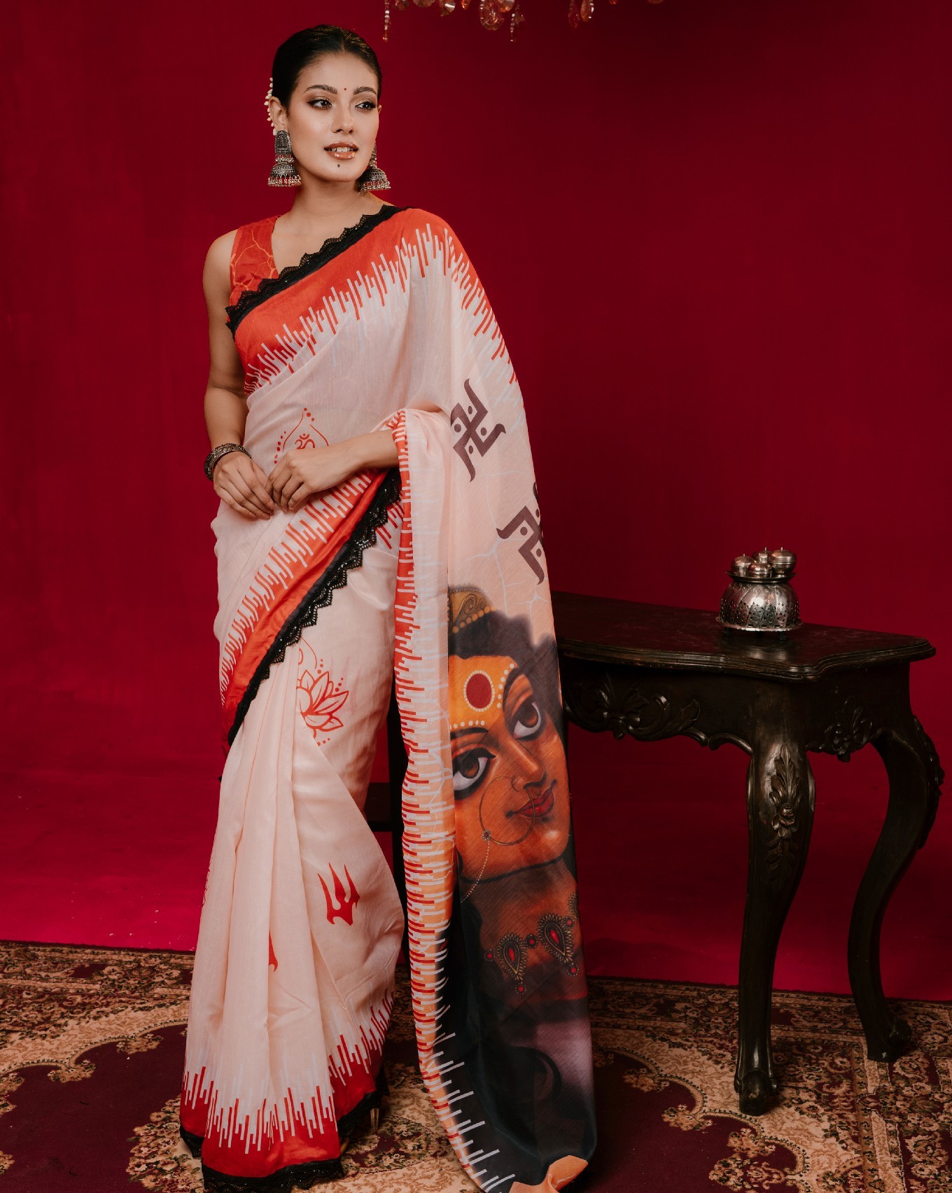 Premium Digital Printed Half Silk Saree