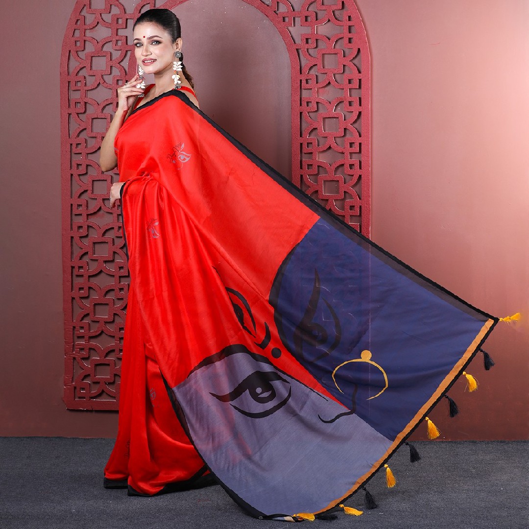 Premium Digital Printed Half Silk Saree