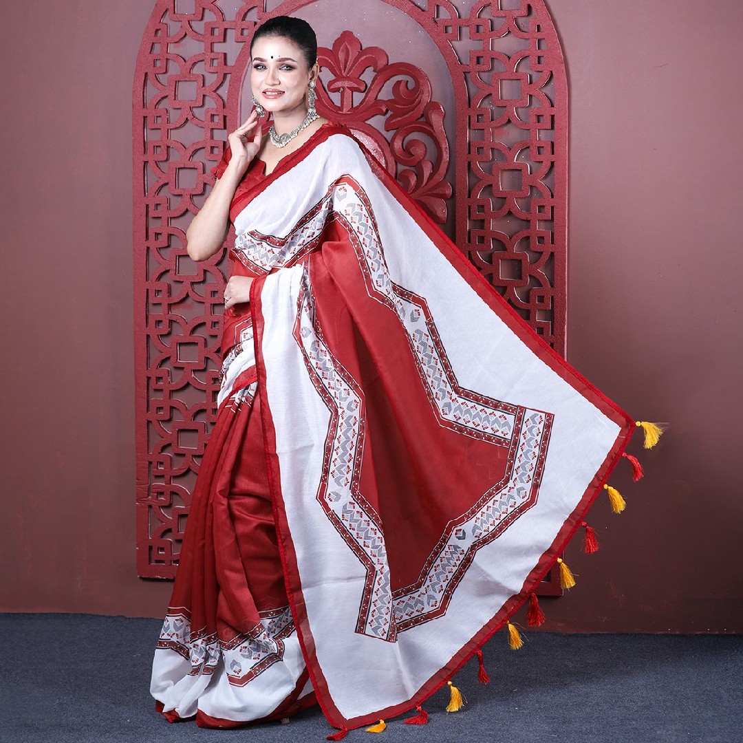 Premium Digital Printed Half Silk Saree