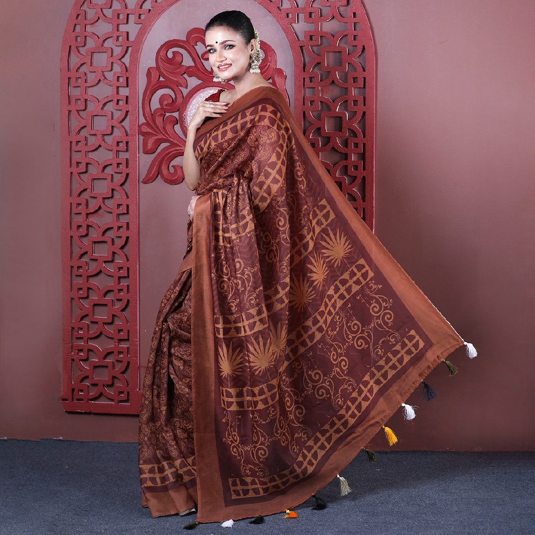 Premium Digital Printed Half Silk Saree