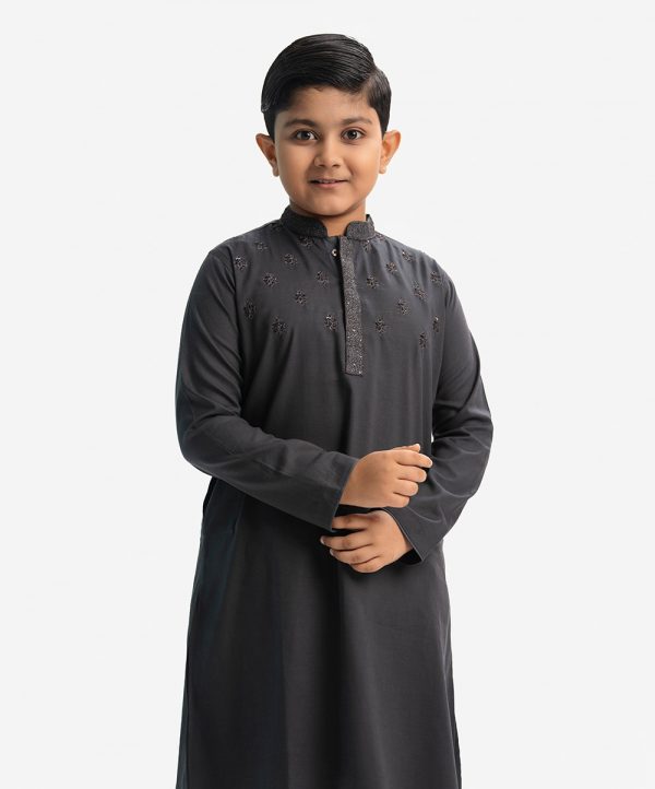 Black Cotton Kids Panjabi