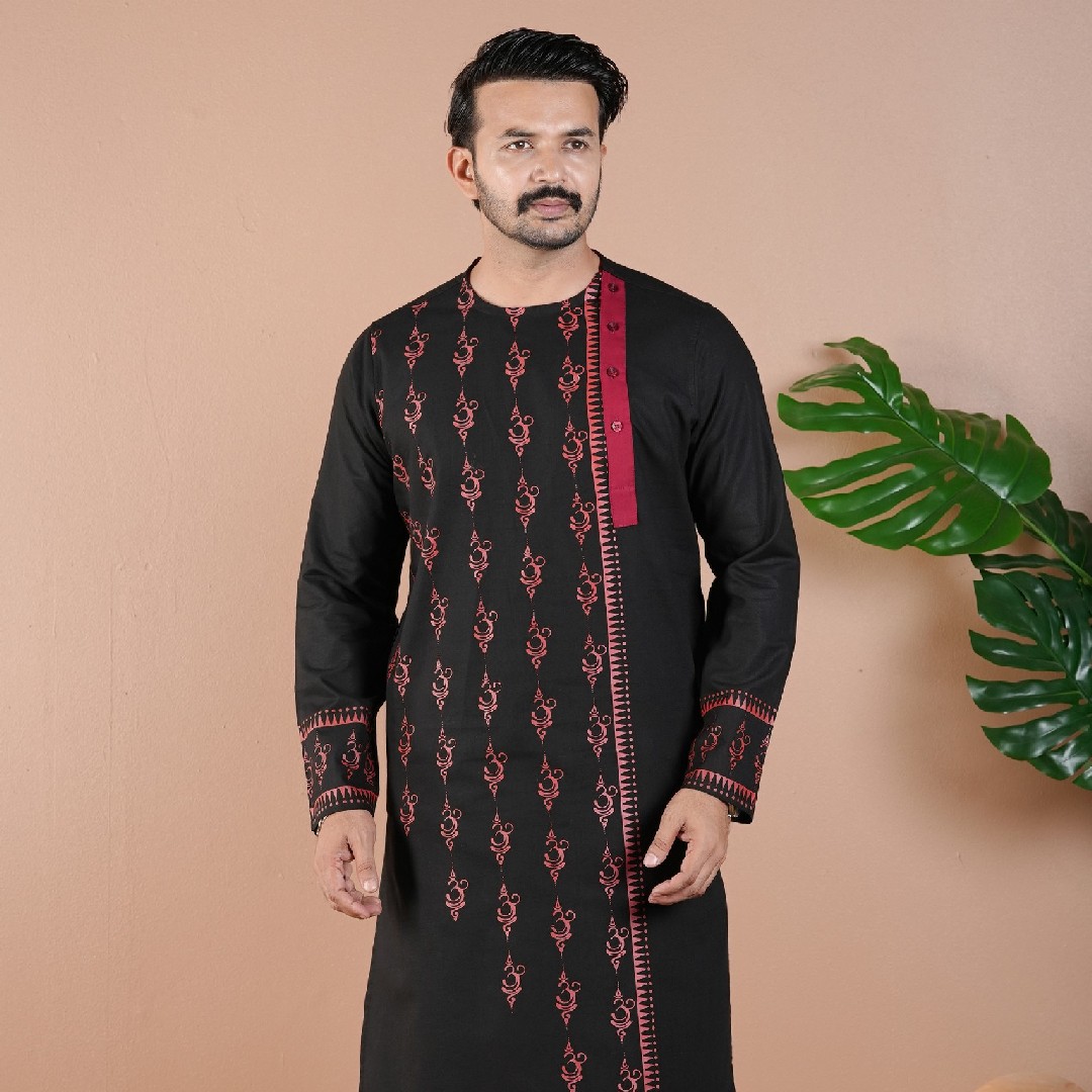 Om Sutra Black Panjabi