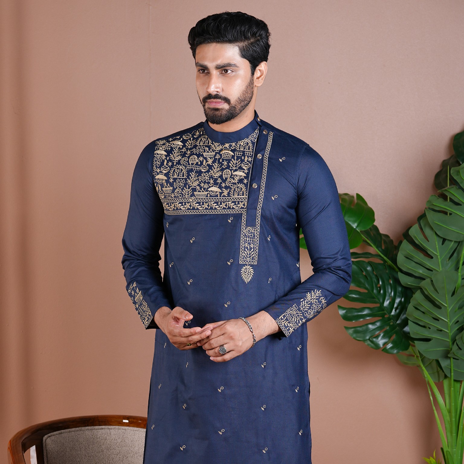 Navy Heritage Embroidery Panjabi